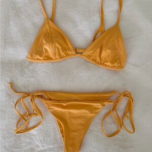 Frankie's Bikinis Tangerine Tie-Side Triangle Bikini